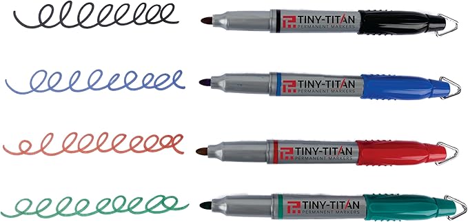 Tiny-Titan Mini Markers, Keychain Clip, Golf Ball Marker, Clip On Nurse's Badge - LIME GREEN Ink - Fine Point - 4 Pens Per Pack
