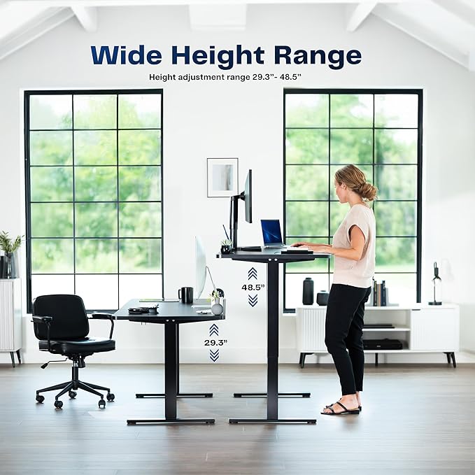 VIVO Electric 60 x 24 in Standing Desk, Memory Height Adjustment, 1B Series, Holds 220 lbs, One-Piece Reclaimed Wood Top, Black Frame, DESK-KIT-1B6P