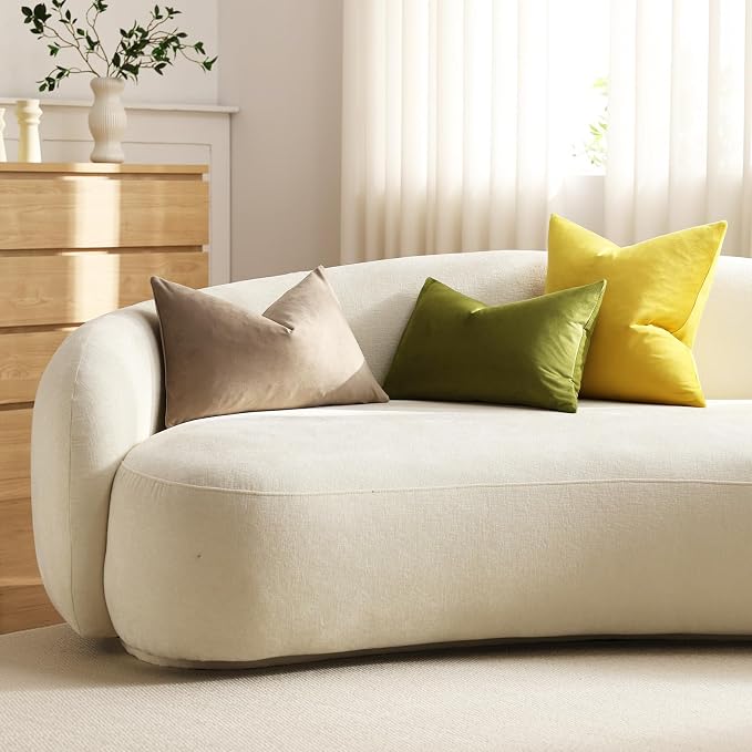 Lumbar Pillow Covers 12x20 Taupe: Pack of 2 Cozy Soft Velvet Rectangular Modern Luxury Decorative Throw Pillow Cases for Sofa Couch Living Room Bed Home Decor