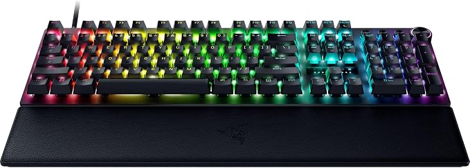 Razer Huntsman V3 Pro Esports Gaming Keyboard, Black | Analog Optical Switches, Snap Tap, Rapid Trigger, Adjustable Actuation, Media Keys & Dial, Doubleshot PBT Keycaps, Wrist Rest