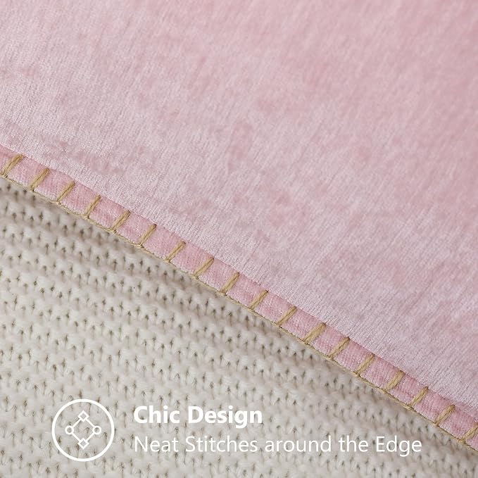 decorUhome Soft Chenille Throw Pillow Covers 18x18 Set of 2 Blush Pink | Fall Textured Decorative Throw Pillow Cases Stitched Edge Modern Farmhouse Luxury Boho Velvet for Couch Sofa Bed Home Decor