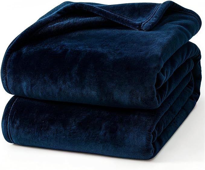 Hansleep Throw XL Navy Blue Fleece Blanket, Soft Flannel Bed Blanket | Fuzzy Cozy Blanket 50x70 Inches, Multi-use for Bed, Sofa, Couch, Travel, Camping, All Season Warm Lightweight Cover