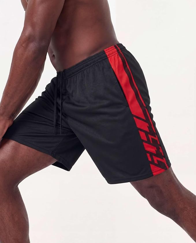 5 Pack Men's Mesh Shorts Athletic Basketball Sports Gym Workout Pockets | Cooling Moisture-Wicking, 9", Long, Quick-Dry, Breathable, Elastic Drawstring Waistband. Running, Exercise, Soccer, Training.