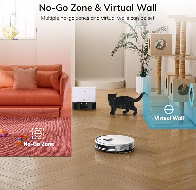 ILIFE A30 Pro Robot Vacuum and Mop,10000Pa Max Suction | 60 Days Self Emptying, LiDAR Navigation, 150 Min Max, App, Remote & Voice Control, Ideal for Hard Floors, Carpet & Pet Hair