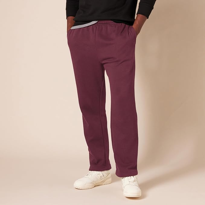 Amazon Essentials Men's Relaxed Straight Leg Fleece Open Bottom Sweatpant (Available in Big & Tall)