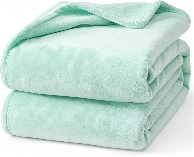 Hansleep Twin Mint Green Fleece Blanket, Soft Flannel Bed Blanket | Fuzzy Cozy Blanket 60x80 Inches, Multi-use for Bed, Sofa, Couch, Travel, Camping, All Season Warm Lightweight Cover