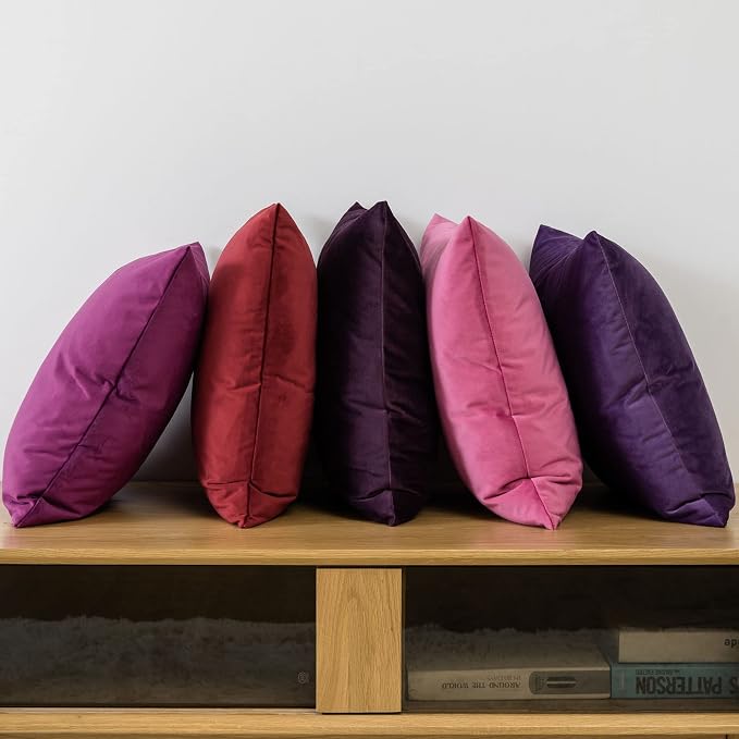 20x20 Throw Pillow Covers Set of 2 Decorative Velvet Cushion Covers,Purple | Soft Pillow Cases with Invisible Zipper for Modern Couch Sofa Bed Living Room Bedroom Home Decor