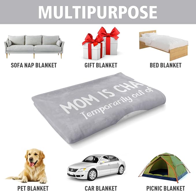 Craftique Mom Birthday Gifts, Funny Gifts for Mom- Mom's Charging Blanket | Mom Gifts for Women from Daughter Son Husband, Super Soft Blanket Throw for Napping Travel, 80”×60”