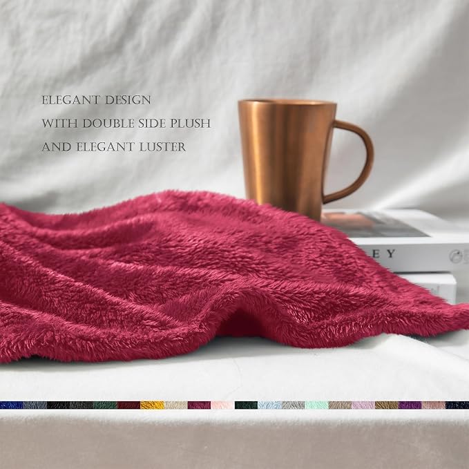 Exclusivo Mezcla Fuzzy Plush Fleece Bed Blanket Twin XL Size, Deep Red | 90x66 Inches, Super Soft and Cozy Bed Blanket, Fluffy Blanket for Bed, College Dorm Room Essentials, All Season