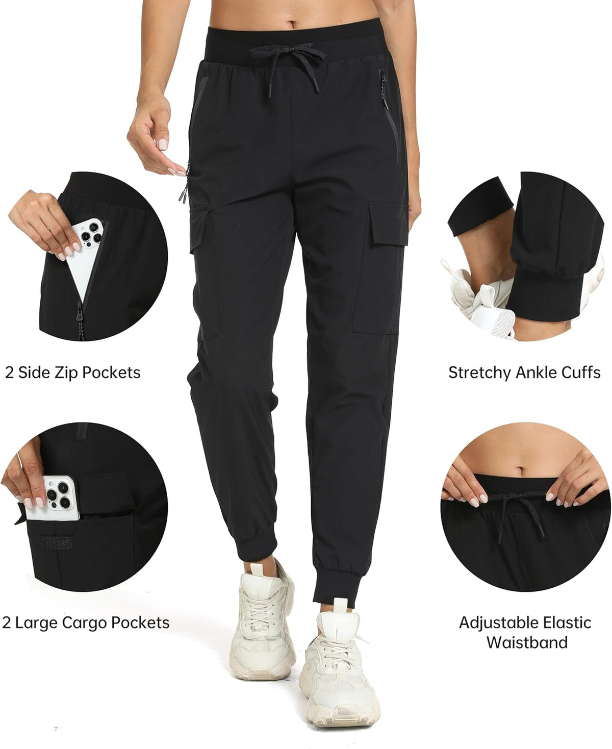 Skiennix Women's Cargo Hiking Pants - Lightweight Quick-Dry Joggers for Travel & Outdoor Activities