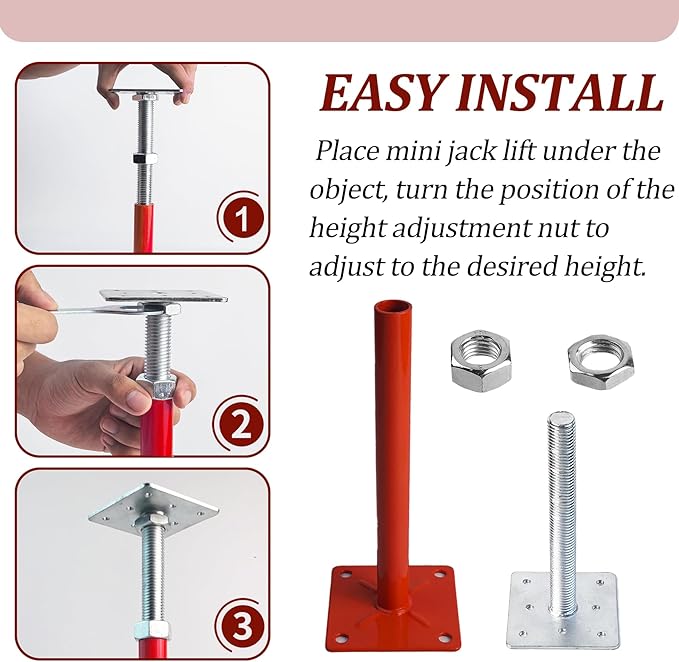 Floor Jacks Screw Jacks, Heavy Duty Basement Support Jack, Adjustable House Jacks for Leveling Crawlspace, 5"-8" Height Range, Mini Post Pole House Jacks for Temporary Support