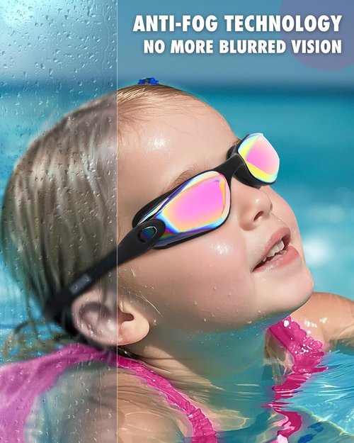Aegend Swim Goggles - Anti-Fog, Anti-UV Comfort Fit for Kids Ages 3-14 | Perfect for Swimming