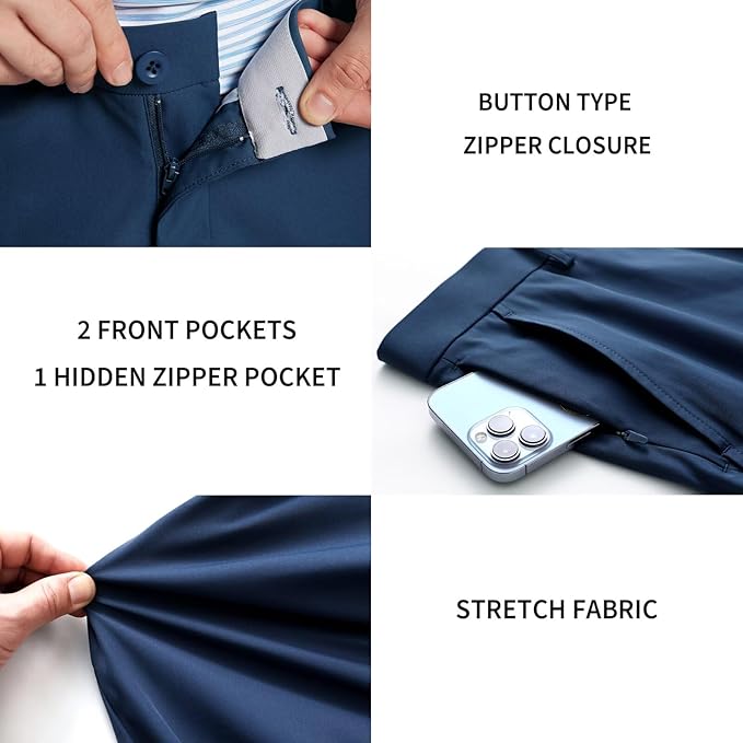 M MAELREG Golf Pants Men Quick Dry - 30"/32"/34" Stretch Lightweight 5 Pockets Water-Resistant Casual Mens Dress Pants
