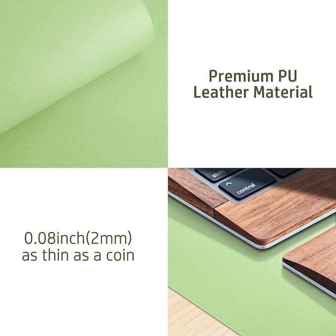 Aothia Leather Desk Pad Protector, Mouse Pad, Office Desk Mat, Non-Slip PU Leather Desk Blotter, Laptop Desk Pad, Waterproof Desk Writing Pad for Office and Home (23.6" x 13.7", Foam Green)