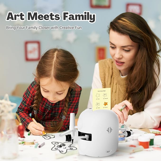 RIVGOT Drawing Robot for Kids with 150 Cards, Voice Interactive Educational Drawing Machine, Montessori Painting Learning Toys for 3 4 5 6 7 8 Year Old Boys Girls Birthday Party