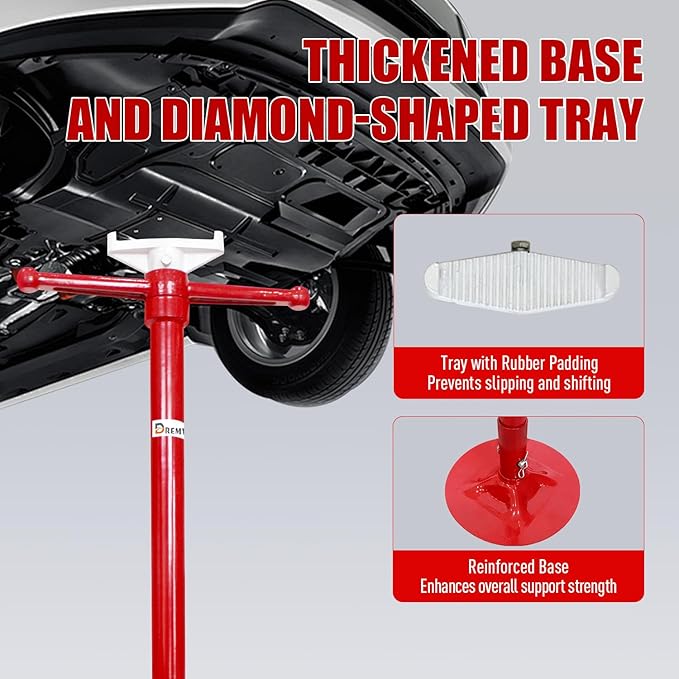 UnderHoist Support Stand, 3/4 Ton Capacity, Under Hoist Jack Stand Car Support, Lifting from 53.5 to 79.9 in,12 Inch Diameter Base, Self-Locking Threaded Screw, Heavy Duty Support Vehicle Components