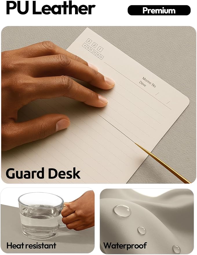 YSAGi Desk Protector&Blotter, Non-Slip Waterproof Leather Mouse Pad | Shields Scratches, Stains, Spills, Heat & Scuffs; Suede Non-Slip; Easy-Clean; Comfy Writing/Typing, 31.5" x 15.8",Olive Beige