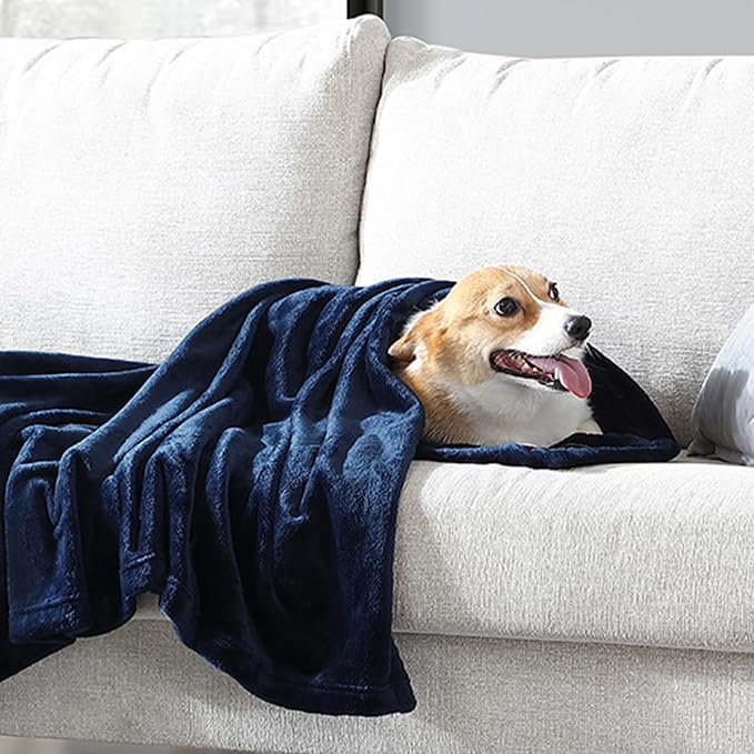 Hansleep King Navy Blue Fleece Blanket, Soft Flannel Bed Blanket | Fuzzy Cozy Blanket 90x108 Inches, Multi-use for Bed, Sofa, Couch, Travel, Camping, All Season Warm Lightweight Cover