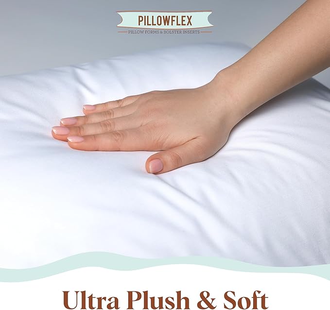 Pillowflex Synthetic Down Pillow Insert 16x18 in - Karate Chop Pillow | Large Rectangle Sham Form, Plush Polyester Cotton Blend, Cloud-Like Comfort, Clump-Resistant Fill, Smooth Elegant Finish