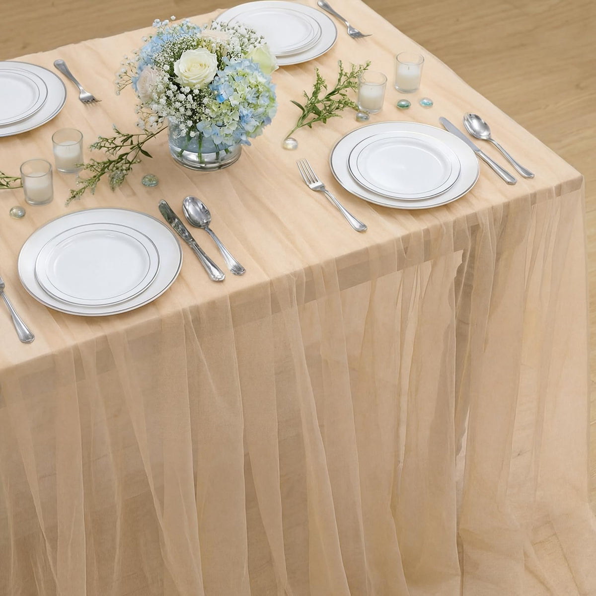Horaldaily Peach Gauze Table Cloth 60×84 Inch Rectangular, Gauze Cheese Tablecloth, Boho Rustic Farmhouse Cheese Cover for Wedding Party Baby Shower Home Decor