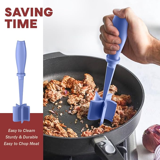 PGYARD Meat Chopper Hamburger Grinder, Kitchen Smasher for Ground Beef | Heat Resistant, 5 Blade, Burger Grinder Nylon Potato Mix Tool, Meat & Poultry Tenderizers, Dishwasher Safe, Purple