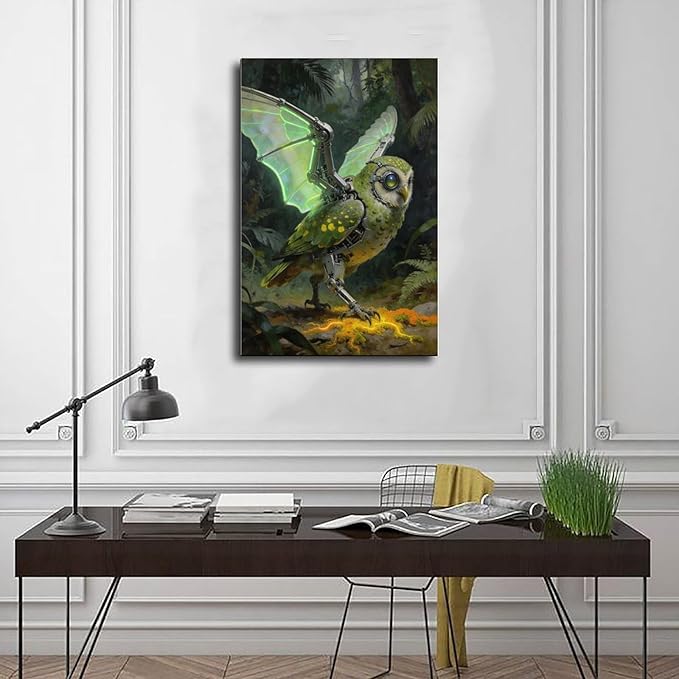 Framed Cyber Fantasy Wall Art for Living Room And Home Office Modern Sci Fi Nature Inspired Decor 16x24inch(40x60cm)