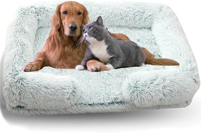 Dog Beds Medium Large Size Dog, Calming Dog Bed with Removable Washable Cover, Waterproof Lining and Nonskid Bottom(Gradient-Green,XL)
