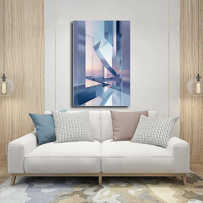 Futuristic Minimalist Wall Art – Abstract Digital Geometry Print – Modern Tech-Inspired Home Decor for Office & Living Room Art Wall Decoration Poster Family Bar Restaurant Garage Cafe Art Sign Gift 2