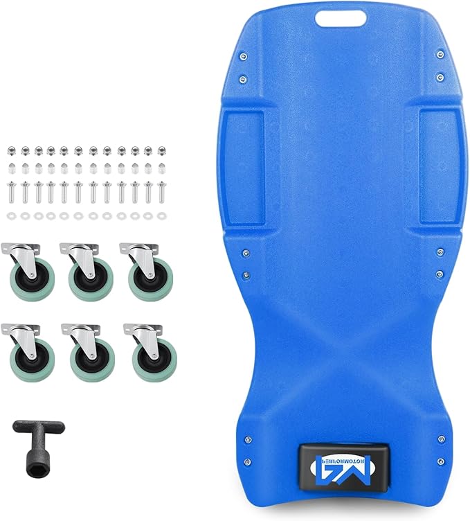 PM PERFORMOTOR Inches Heavy-Duty Low-Profile Roller Automotive Creeper with Padded Headrest, Blue, PM-TOL-CPC48-BL