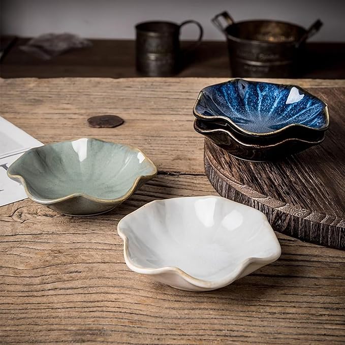 2Pcs Ceramic Jewelry Dish - Lotus Leaf Shape, for Ring Holder Necklace Small Key, Suitable for Mother Friend Sister, Gifts for Women, Cute Plate Trinket Tray, Home Decor (Pink & White)
