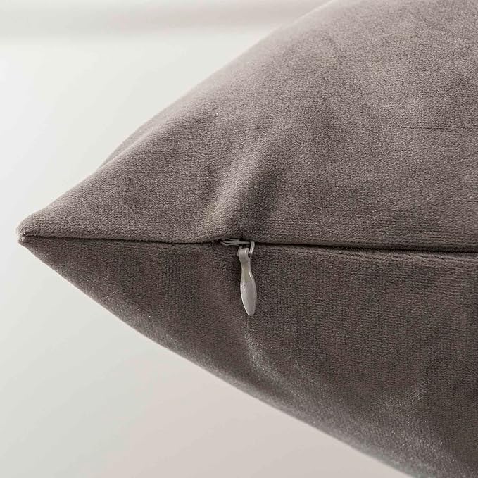 18x18 Throw Pillow Covers Decorative Velvet Cushion Covers Set of 2,Ash | Soft Pillow Cases with Invisible Zipper for Modern Couch Sofa Bed Living Room Bedroom Home Decor