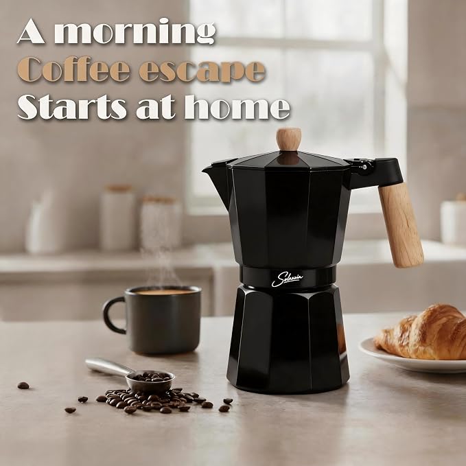 9 Cup Stovetop Espresso Maker Italian Moka Pot, Stove Top Cuban Coffee Maker, Greca Mocha Pot(Premium+, 15 oz/450ml)