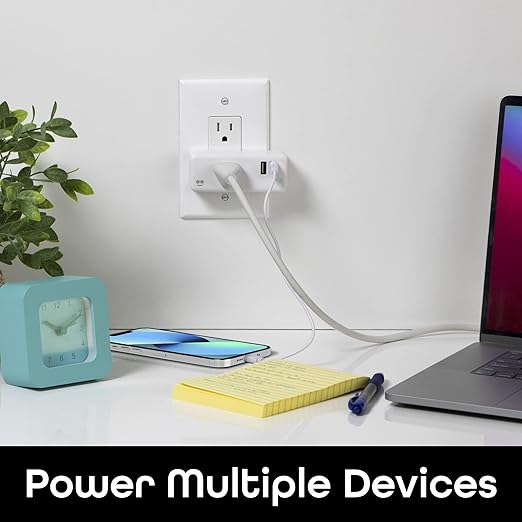 Geeni Switch + Charge Multi Port Smart Wi-Fi Plug with 2 USB Ports, Energy Saving Outlet with App Control, Compatible with Alexa and Google Home