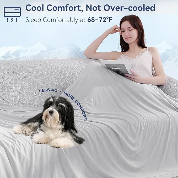 Elegear Double-Sided Arc-Chill® 3.0 Cooling Blanket for Hot Sleepers, Throw | Q-Max>0.5 Cooling Fabric, Absorbs Heat to Keep Body Cool, Lightweight Summer Blankets for Night Sweats & Menopause, 51"x67"