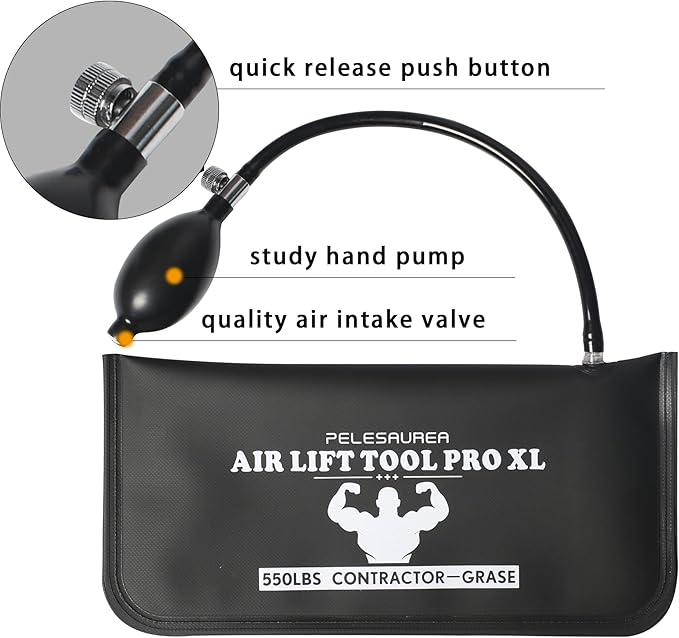 Air Wedge Bag 4pcs, Inflatable Air Shim with Pry Bars, Commercial Grade Air Wedge Pump Kit