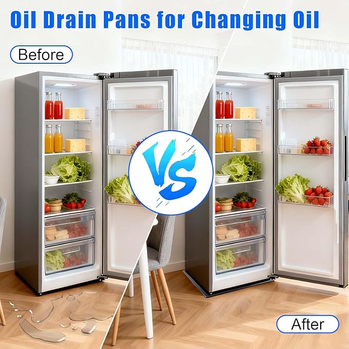 2 Pack Car Oil Drip Pan, 23.6 x 19.68 x 1.2 in Oil Change Drain Pan, Plastic Oil Drip Tray for Under Car, Oil Catch Pan Tray for Garage, Fridges, Washing Machines, Cat Litter Box Bottom