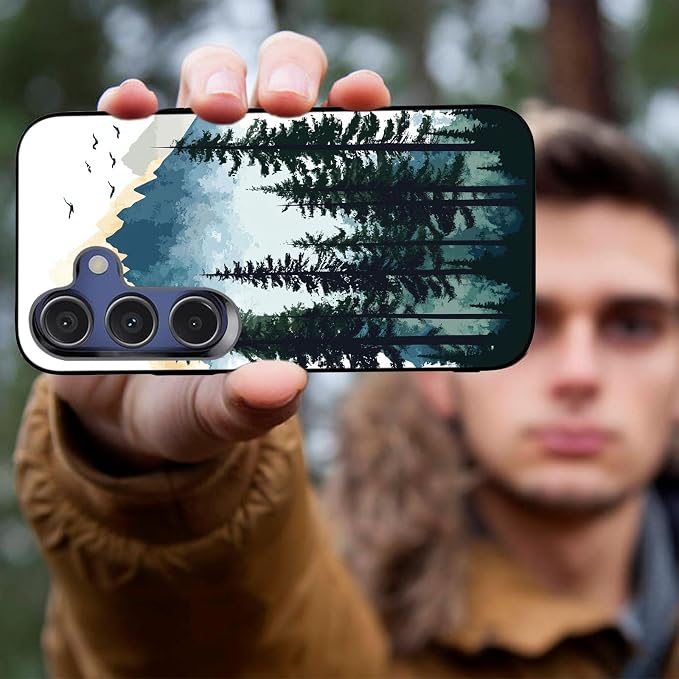 Designed for Galaxy A17 5G Phone Case,Slim Silicone Shockproof Protective Case for Galaxy A17 5G 6.7 inch,Watercolor Forest Mountains