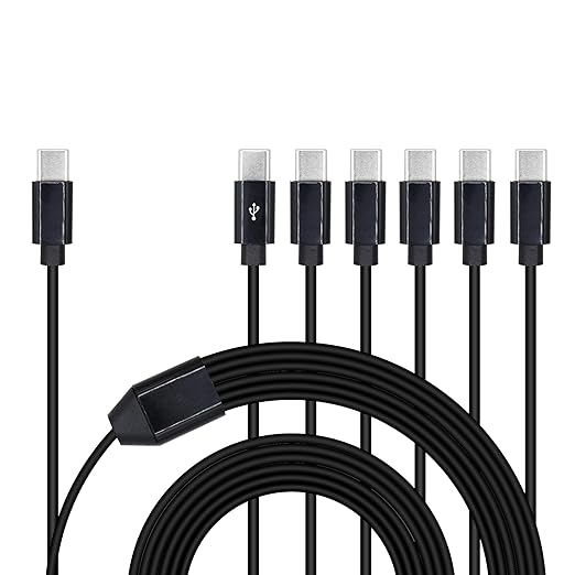 6 in 1 USB Type C Splitter Cable,USB C Male to 6 USB C Male Data Snyc and Charging Cord,USB C Multi Charging Cable for Cell Phones,Tablets and More(4.9FT/1.5M)