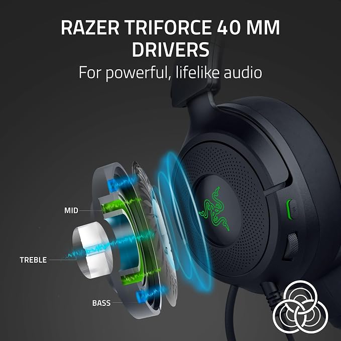 Razer Kraken Kitty V3 X Wired Gaming Headset, Kitty Ears, Black | HyperClear Cardioid Mic, 40 mm Drivers, 7.1 Surround Sound, Comfy Ear Cushions, Cross-Platform via 3.5mm PC, PS5, Xbox