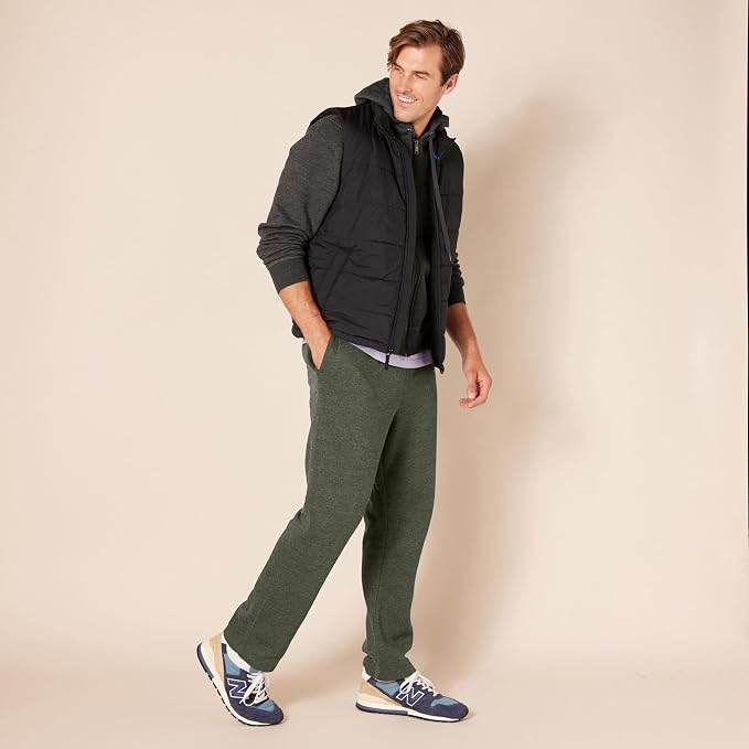 Amazon Essentials Men's Relaxed Straight Leg Fleece Open Bottom Sweatpant (Available in Big & Tall)