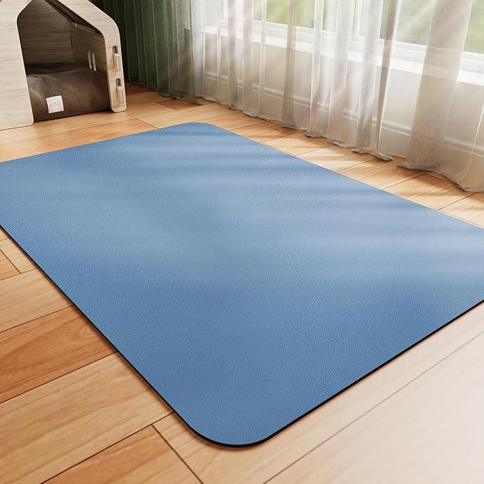 Dog Food Mat - Absorbent Cat Mat for Food and Water, No Stains Pet Feeding Bowl Mat, Easy to Clean Pet Placemats, Quick Dry Dog Water Dispenser Mat for Messy Drinkers | Blue 16"x 24"