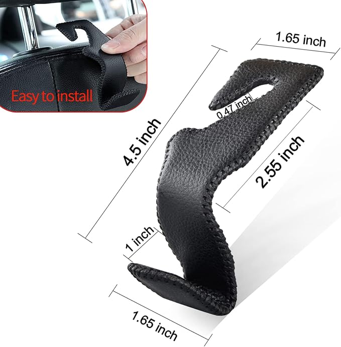 yicheyiyou Car Hooks Universal Car Vehicle Back Seat Headrest Hanger Holder Hook Microfiber Leather & Stainless Steel for Bag Purse Cloth Drink Grocery (Black red)���