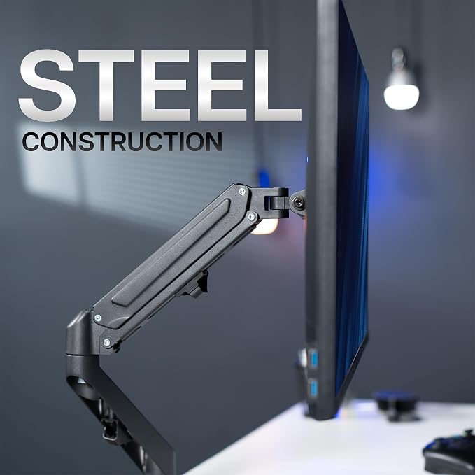 VIVO Heavy Duty Single Monitor Tension Arm for up to 27 inch Screens, Holds 14.3 lbs, Premium Desk Mount Stand, Black, STAND-V101O
