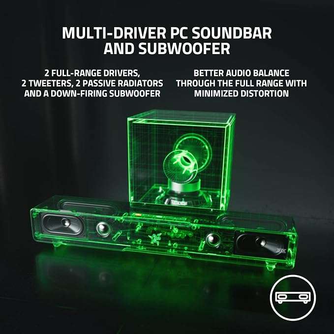 Razer Leviathan V2, Multi-Driver PC Gaming Soundbar w/Subwoofer, Black
