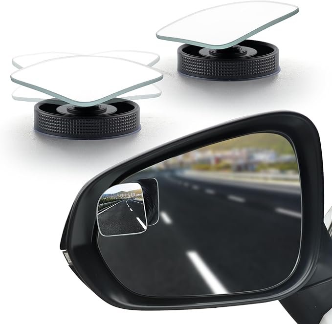 LivTee Blind Spot Car Mirror, Fan HD Glass Frameless Convex Side Mirror Blindspot, Reusable 360�� Wide Angle Rear View Car Mirrors with Powerful Adjustable Suction Cup - Exterior Mirrors