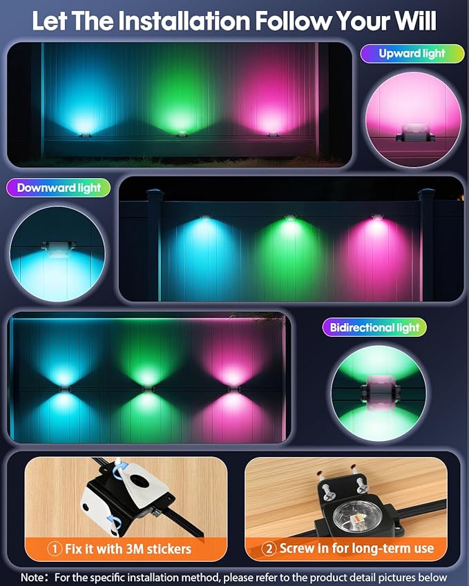 Permanent Outdoor Lights 33Ft 20LEDs, Smart RGB-IC Year Round Eave Deck Fence Outside Lights with Remote & App Control, Multicolor & White Individual DIY LED Christmas Holiday Decor