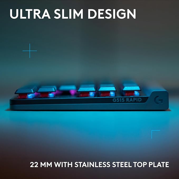 Logitech G515 TKL Rapid Wired Gaming Keyboard (Hall-Effect) - Black | Fully customizable, analog switches, rapid trigger, ultra-slim, USB-A port connection