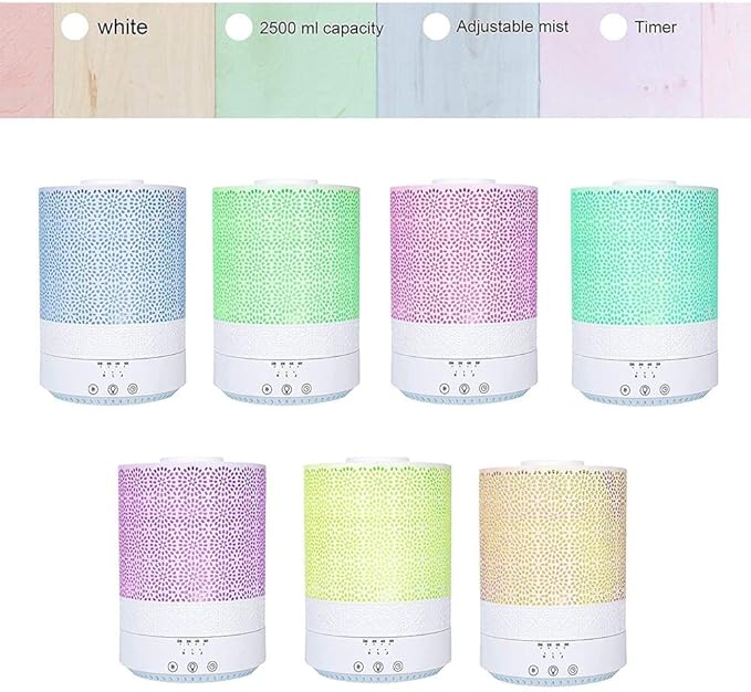 BlueHills Premium Large 2000 ML and 2500 ML XL Essential Oil Diffusers Humidifier Combo Set of 2 for Large Room Home with Décor LED Lights Great Gift – Value Pack of White