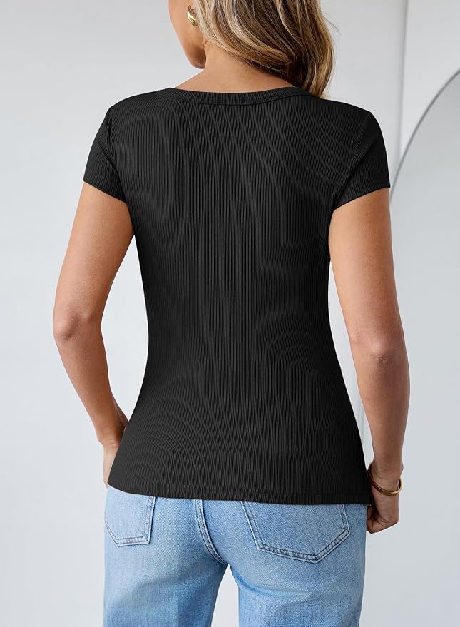 Pink Queen Sexy Tops for Women Cutout Keyhole Neck Cap Sleeve Shirts Casual Summer Clothes 2026 Fashion