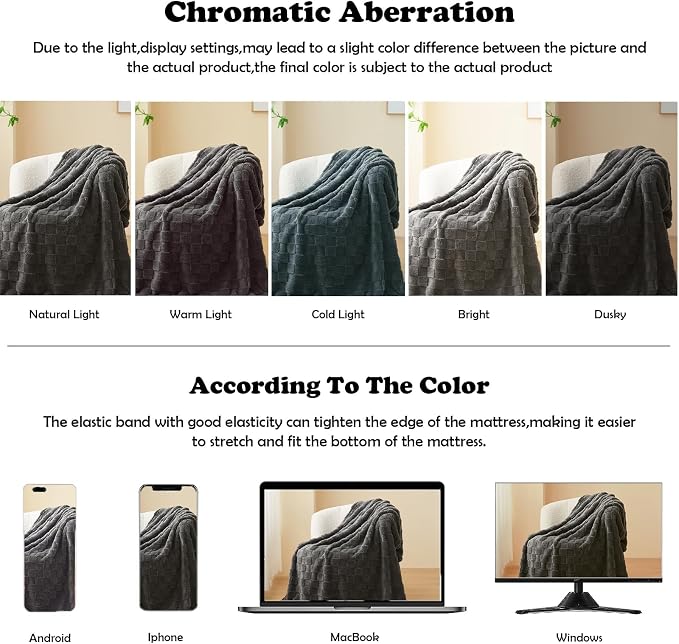 NEWCOSPLAY 3D Checkered Flannel Queen Blanket, Dark Grey, 90"x90" | Super Soft Cute Lightweight Decorative Premium Silky Fleece Blanket for Couch Sofa Bed, Gift for Women Men, All Season Use